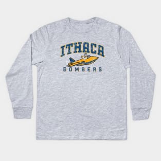 Ithaca Bombers Retro Logo in vintage design Kids Long Sleeve T-Shirt